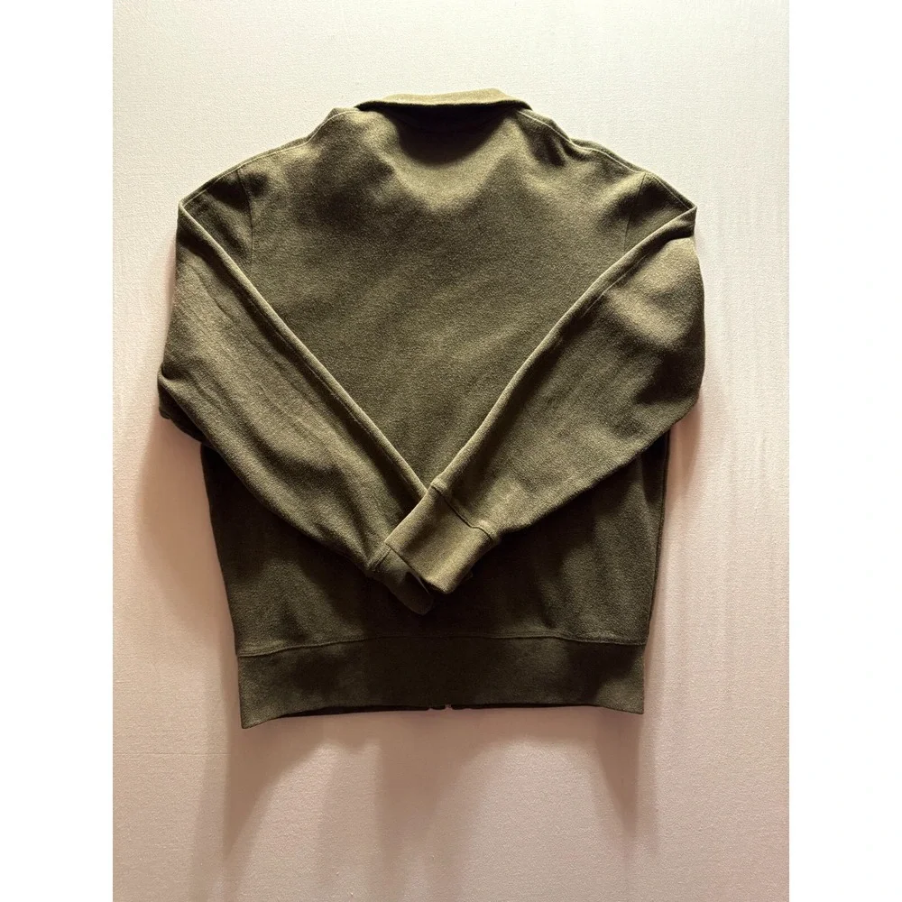 Polo Ralph Lauren Jacket Mens Large Green Full Zip Mock Neck Performance Sweater